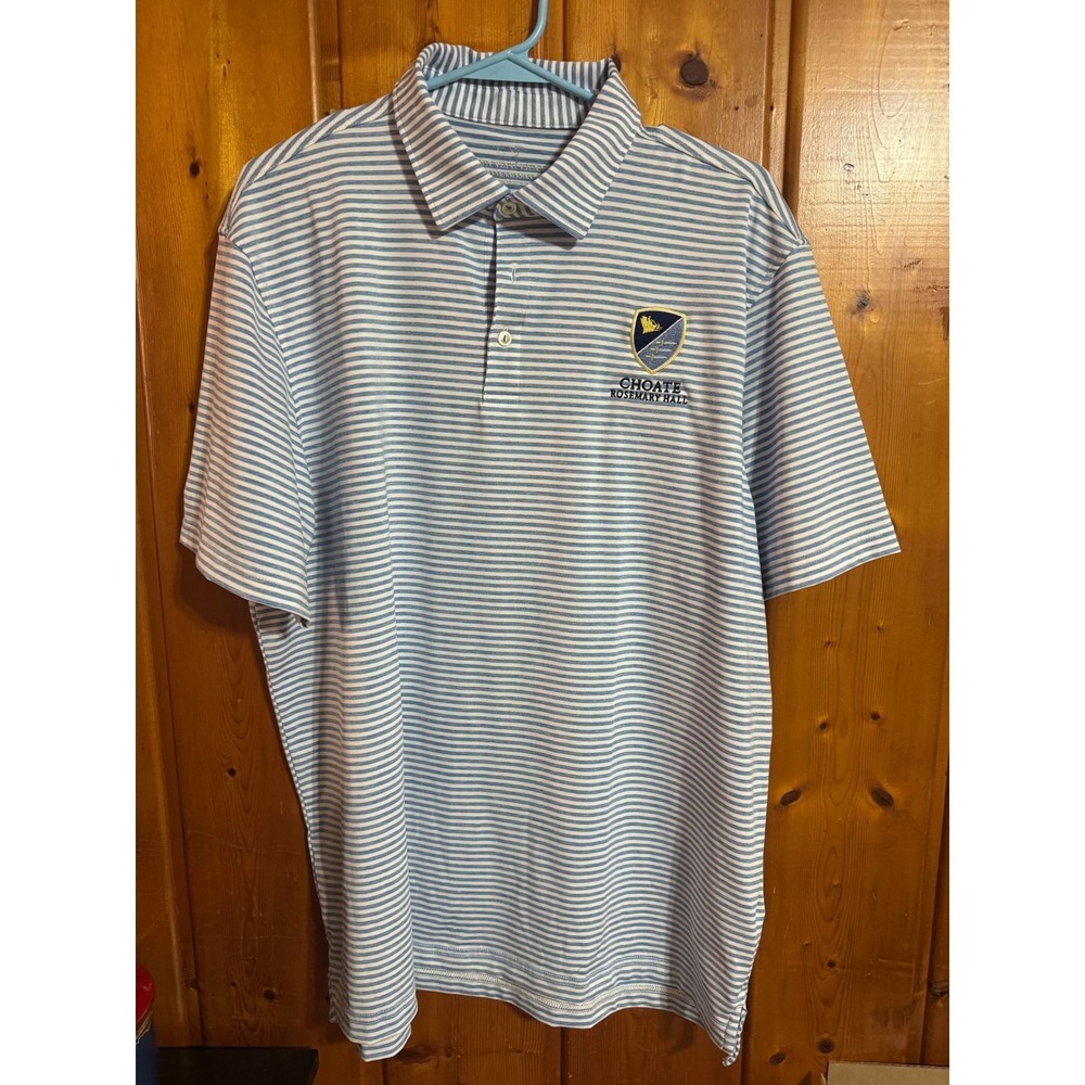 Vineyard Vines Performance Polo L Blue White Stripe Choate Rosemary Hall